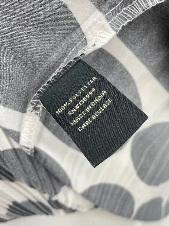 Vintage Black White Polka Dot Plisse Pleated Top Cap Sleeve Mod Op-Art - Picture 5 of 8